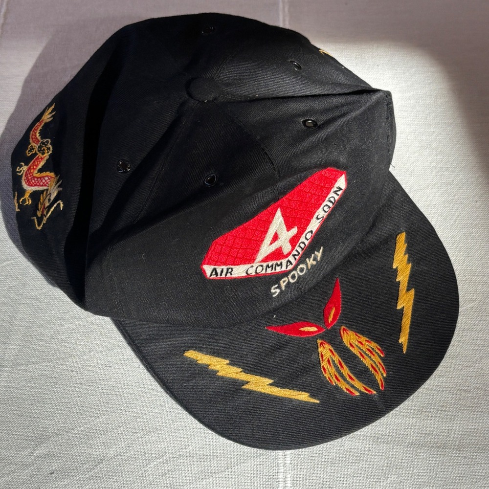 Vintage Vietnam War 4th Air Commando Spooky AC47 Hat Embroidered Dragon Cap